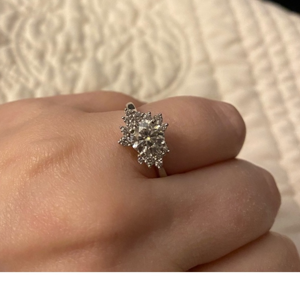 Moissanite Solitaire Ring Asymmetrical Setting - image 1